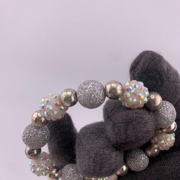 Shimmering Silver & Iridescent Beaded Bracelet - Picture 6 of 8
